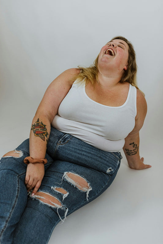 a woman with her mouth open